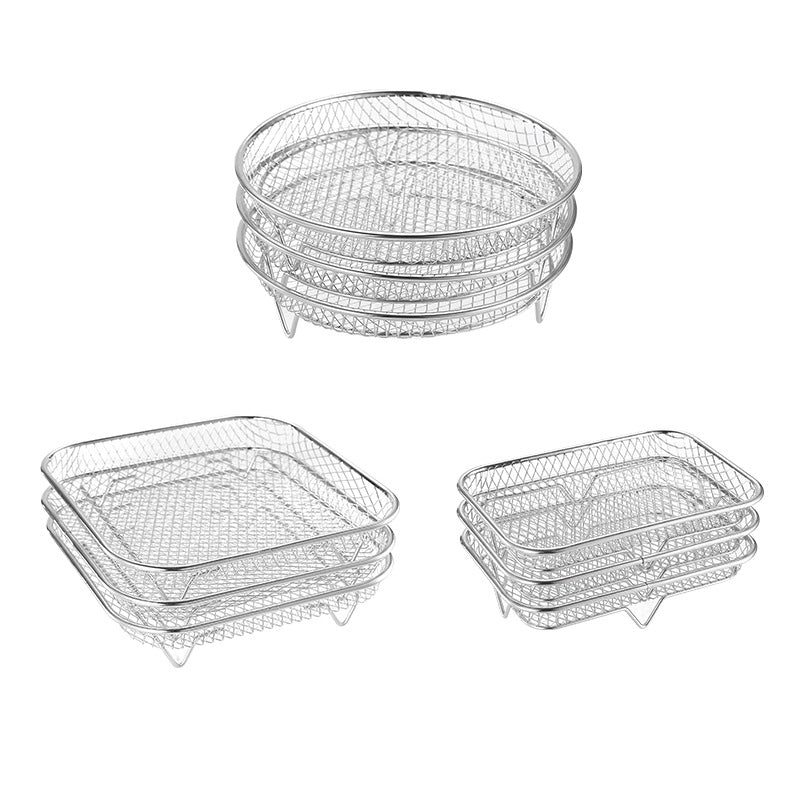 New Cross-border Air Fryer Grill 304 Stainless Steel Dehydration Mesh Rack Thickened Three-layer Removable Cooling Grill