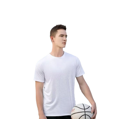 Summer T-shirt Short-sleeved T-shirt Men&#039;s Work Solid Color Loose Half-sleeved Round Neck Sweatshirt Simple All-match